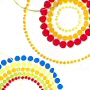 elegant shower curtain with contemporary theme circles in red, blue, yellow and green