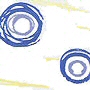 unique contemporary shower curtain with abstract circle designs in orange and yellow or blue and yellow