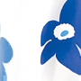 flower peva shower curtain with royal blue and medium tone blue flowers on white background