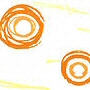 unique contemporary shower curtain with abstract circle designs in orange and yellow or blue and yellow