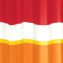 non toxic peva bathroom shower curtain with horizontal stripes in ruby red and orange