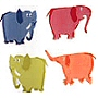 orange, navy blue,red, moss greenelephants