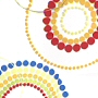 elegant shower curtain with contemporary theme circles in red, blue, yellow and green