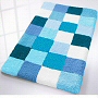 checker patterned bath mats with dense soft pile in flannel grey, toffee, blue, ruby red and black and grey