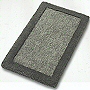 solid color unique plush bathroom rug design with dark contrasting border in dark blue, wine red or slate grey