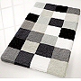 checker patterned bath mats with dense soft pile in flannel grey, toffee, blue, ruby red and black and grey