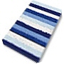 plush striped multi color bath rug in beige, blue, black or purple