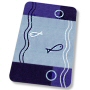 bathroom rug set with fish design in brandy, marine blue or platinum grey