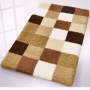 checker patterned bath mats with dense soft pile in flannel grey, toffee, blue, ruby red and black and grey