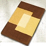 modern contemporary block patter unique bath rug in orange, brown, blue or grey