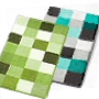 checker patterned bath mats with dense soft pile in flannel grey, toffee, blue, ruby red and black and grey