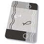 bathroom rug set with fish design in brandy, marine blue or platinum grey