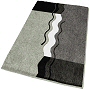 sculpted medium pile contemporary bath rug in platinum grey, brandy, palm green or fawn brown with coordinated elongated lid covers
