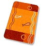 bathroom rug set with fish design in brandy, marine blue or platinum grey