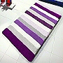 plush striped multi color bath rug in beige, blue, black or purple