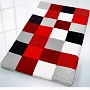 checker patterned bath mats with dense soft pile in flannel grey, toffee, blue, ruby red and black and grey