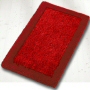 solid color unique plush bathroom rug design with dark contrasting border in dark blue, wine red or slate grey