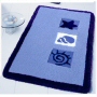 sea shell bath carpet in azure blue, rust, yellow or grey