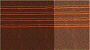 Contemporary two-toned brown bathroom carpet with burnt orange stripes on the dark brown half and orange stripes on the lighter half. 