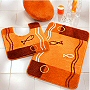 bathroom rug set with fish design in brandy, marine blue or platinum grey