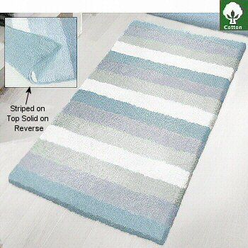 Unique Reversible Cotton Bath Rug Striped And Solid Color